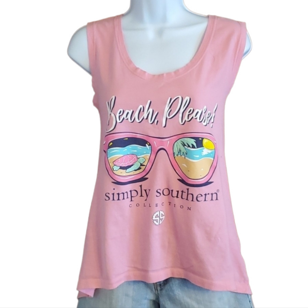 Simply Southern "Beach Please" Tank with Sunglasses
